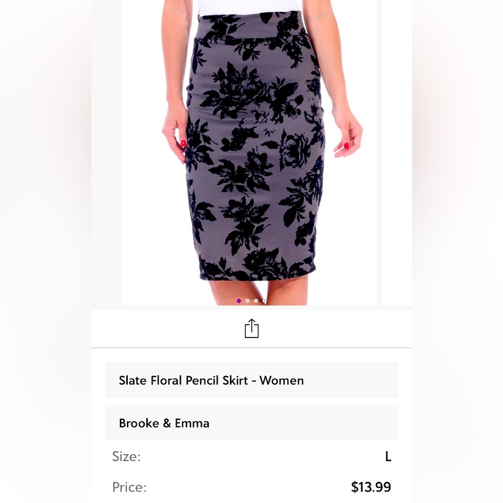 Slate Floral Pencil Skirt (New Never Worn) Large